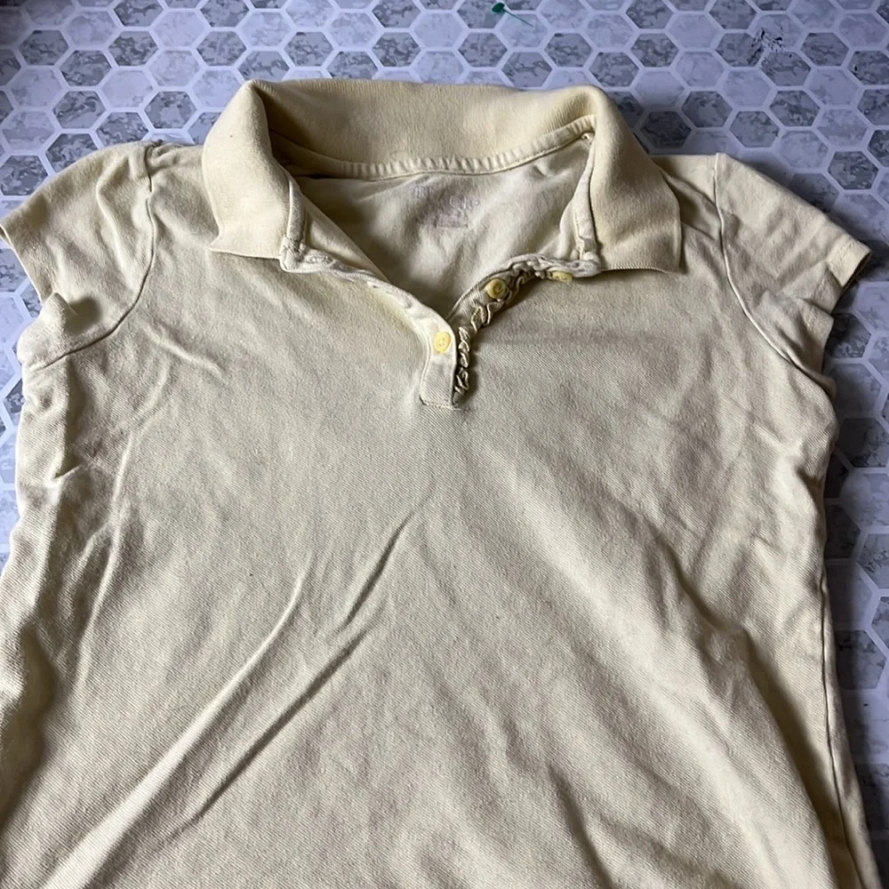 Children’s Place Youth Large Pale Yellow Short Sleeve Collared Polo Shirt